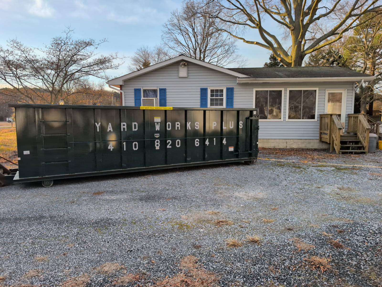 30 yard roll-off dumpster at a residential construction site
